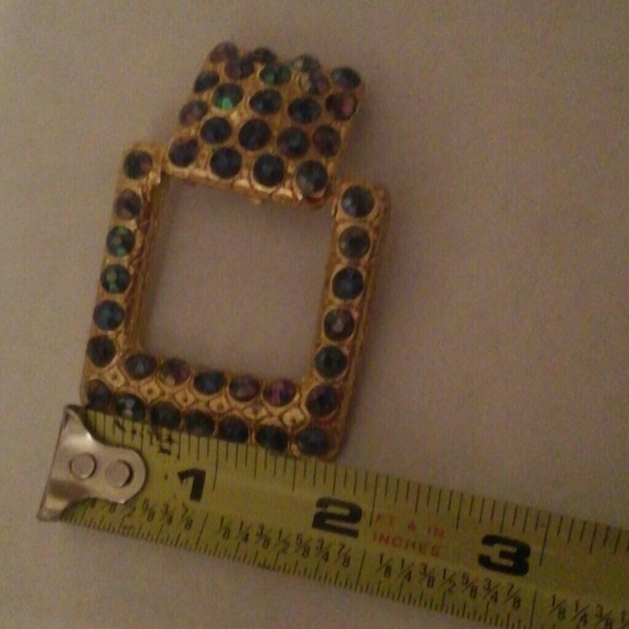 VTG CRYSTAL AURORA BOREALIS LG CLIP ON EARRINGS - Picture 4 of 6